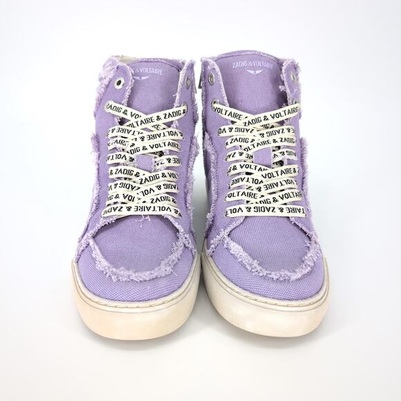 ZADIG & VOLTAIRE High Flash Canvas Sneakers in Boomerang Purple - Size 10 - NIB - Picture 1 of 16